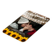 写真素朴日付の保存 |ひまわり結婚の マグネット (左側)