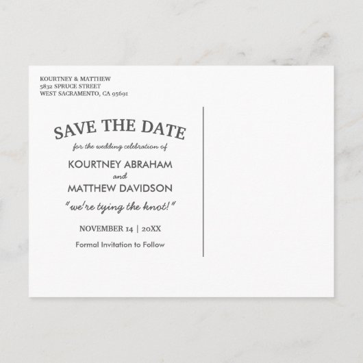 写真素朴日付の保存 |ひまわり結婚の 案内ポストカード (裏面)