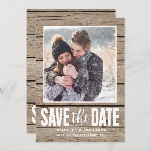 写真素朴日付を保存するライトウッド セーブザデート (正面/裏面)