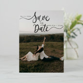 写真素朴日付カードの保存 | 編集可結婚能 箔招待状 (立ち正面)