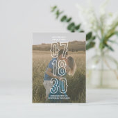 写真素朴結婚式の日付の保存 ポストカード (スタンド正面)