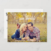 写真素朴結婚式の日付カードの保存 案内ポストカード (正面/裏面)