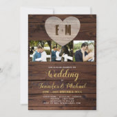 写真素朴結婚式招待状金ゴールド書道 招待状 (正面)