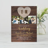 写真素朴結婚式招待状金ゴールド書道 招待状 (スタンド正面)