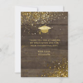 写真素朴金ゴールド書道台本の卒業 サンキューカード (裏面)