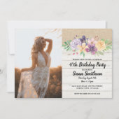 写真素朴21日30thまたは40th誕生日パーティーウッド 招待状 (正面)