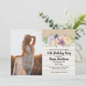 写真素朴21日30thまたは40th誕生日パーティーウッド 招待状 (スタンド正面)