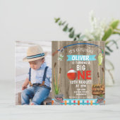 写真素朴O-Fish-Ally One誕生日招待状 招待状 (スタンド正面)