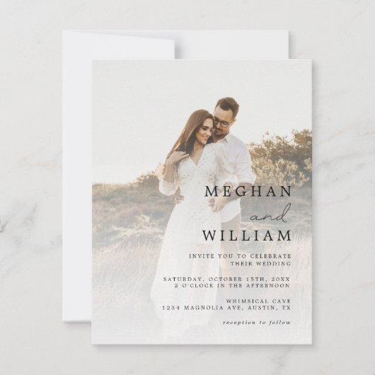 写真素朴QRコード結婚式招待状 招待状 (正面)