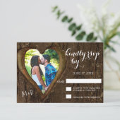 写真素朴RSVPカードのハート 出欠カード (スタンド正面)