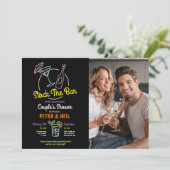 写真素材 バー パーティ ネオン カップル シャワー 招待状 (スタンド正面)