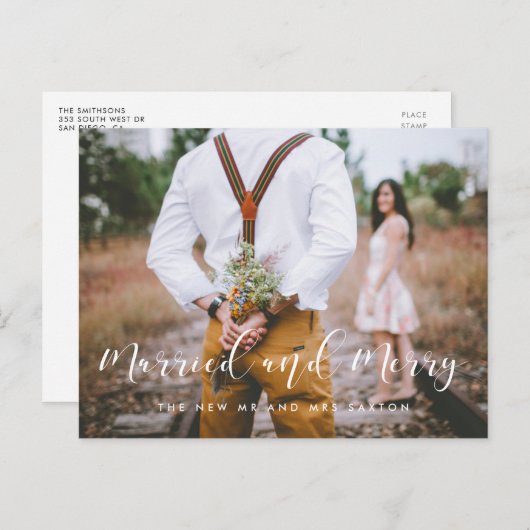 写真結婚したはエレガントメリークリスマス ポストカード (正面/裏面)