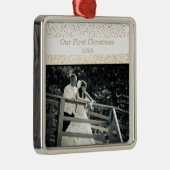 写真結婚した年の夫妻としての初めてのクリスマス メタルオーナメント (右)