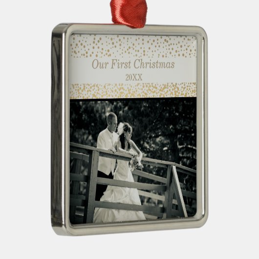 写真結婚した年の夫妻としての初めてのクリスマス メタルオーナメント (右)
