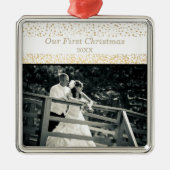 写真結婚した年の夫妻としての初めてのクリスマス メタルオーナメント (正面)