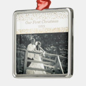 写真結婚した年の夫妻としての初めてのクリスマス メタルオーナメント (左)
