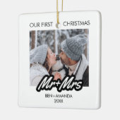 写真結婚した氏と夫人の初めてのクリスマス セラミックオーナメント (左)