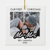 写真結婚した氏と夫人の初めてのクリスマス セラミックオーナメント (裏面)