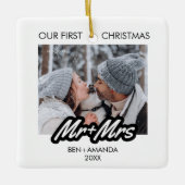写真結婚した氏と夫人の初めてのクリスマス セラミックオーナメント (正面)