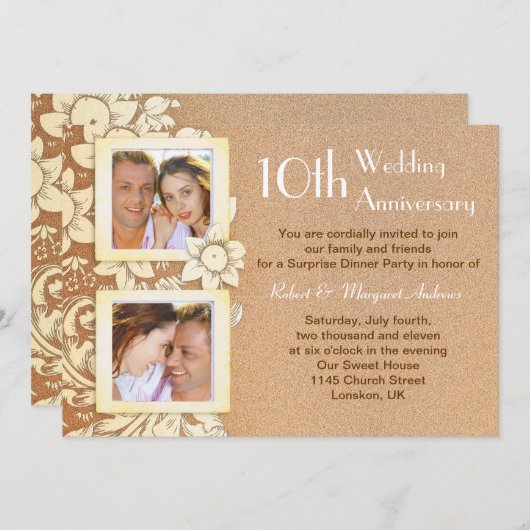 写真結婚による記念日の招待状 招待状 (正面/裏面)