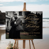 写真結婚のウェルカムサインエレガント金ゴールドスクリプト ポスター