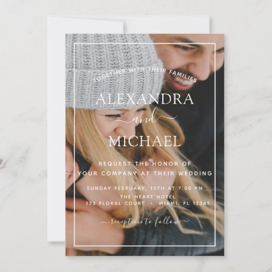 写真結婚のエレガントタイポグラフィ招待状 招待状 (正面)