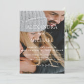 写真結婚のエレガントモダンタイポグラフィ 招待状 (スタンド正面)