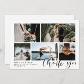写真結婚のコラージュ書道ありがとう サンキューカード (正面/裏面)