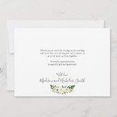 写真結婚のサンキューカードと白い花 サンキューカード (裏面)