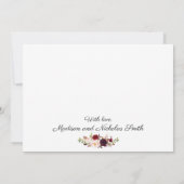 写真結婚のサンキューカードとMarsala Flowers サンキューカード (裏面)