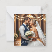 写真結婚のシンプルScriptサンキューカードメモ ノートカード (正面)