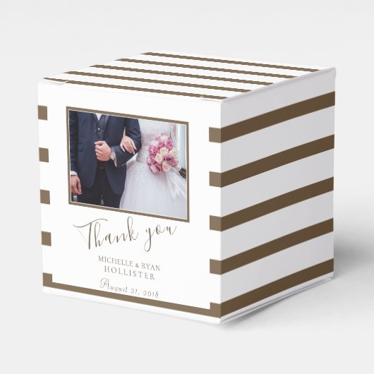 写真結婚のストライプThank you Personalizable フェイバーボックス (正面サイド)