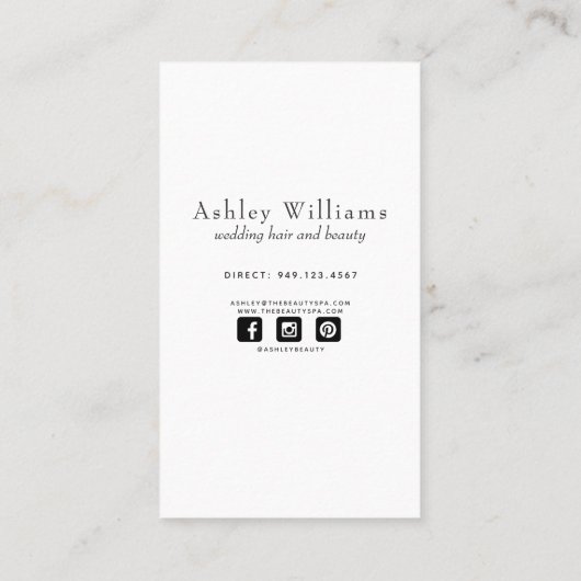 写真結婚のヘアメイクアップ名刺 名刺 (裏面)