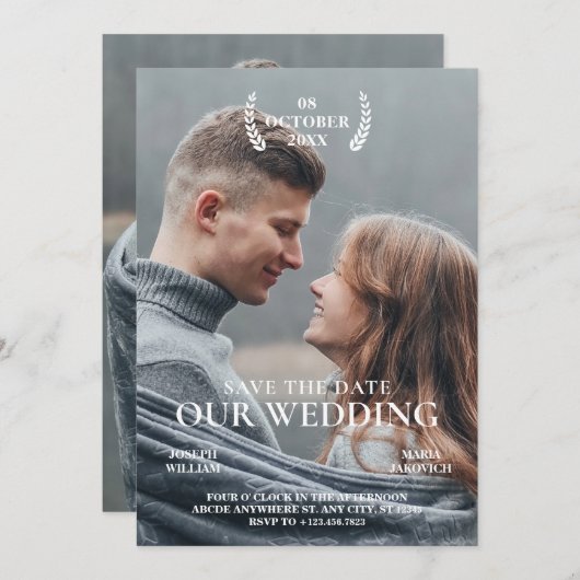 写真結婚のポスターモダンミニマル セーブザデート (正面/裏面)