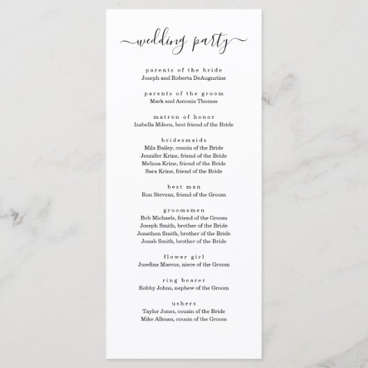 写真結婚のミサ/セレモニープログラムファン プログラム (裏面)