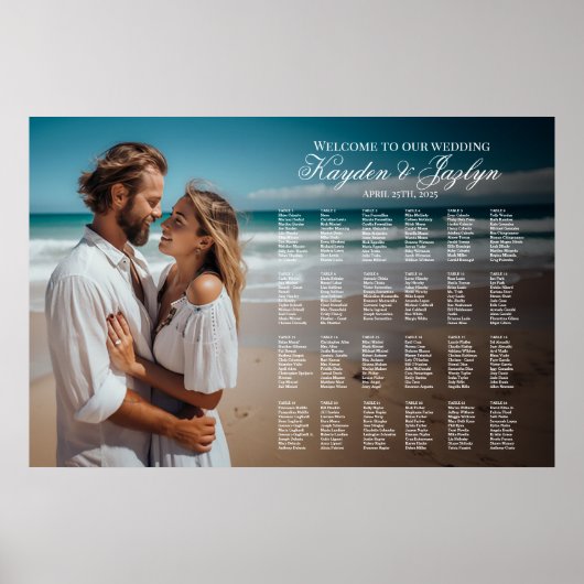 写真結婚の座席表のエレガントタイポグラフィ ポスター (正面)