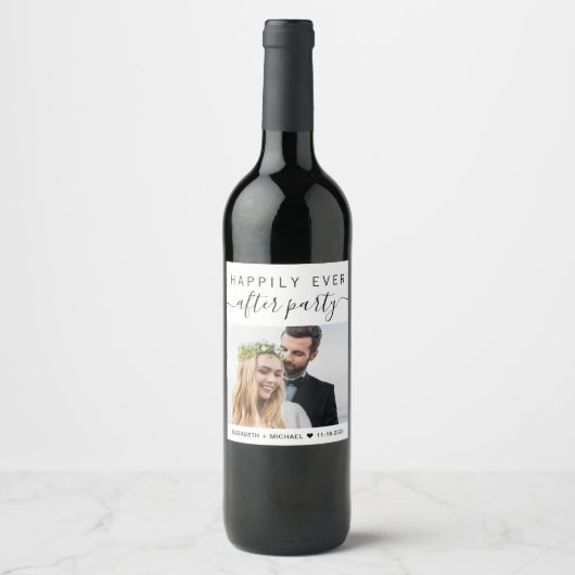 写真結婚の後ずっと楽しパーソナライズされたい ワインラベル (正面)