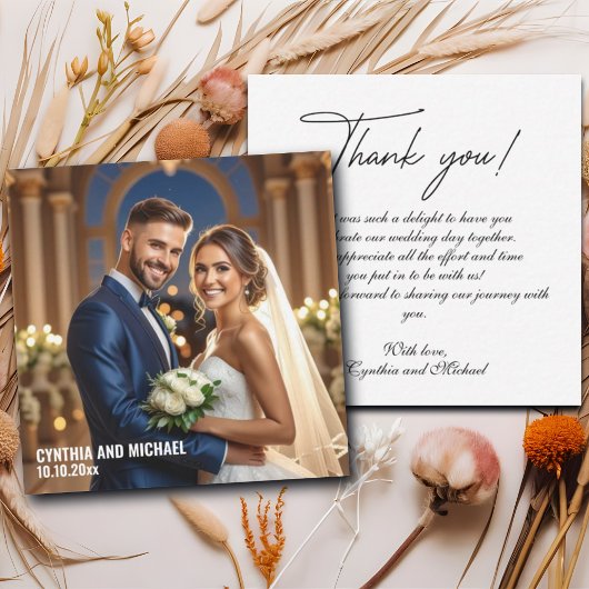 写真結婚の手書きサンキューカードメモ ノートカード
