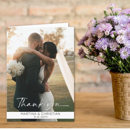 写真結婚の折り サンキューカード