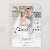 写真結婚の書道のオーバーレイに感謝かわいらし サンキューカード (正面/裏面)