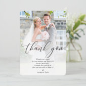 写真結婚の書道のオーバーレイに感謝かわいらし サンキューカード (スタンド正面)