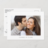 写真結婚の期日の延期シンプル変更 案内ポストカード (正面/裏面)