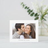 写真結婚の期日の延期シンプル変更 案内ポストカード (スタンド正面)