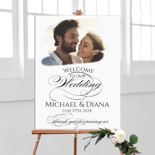 写真結婚の歓迎サインエレガント書 キャンバスプリント