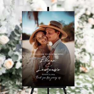 写真結婚の歓迎サインモダン書 キャンバスプリント