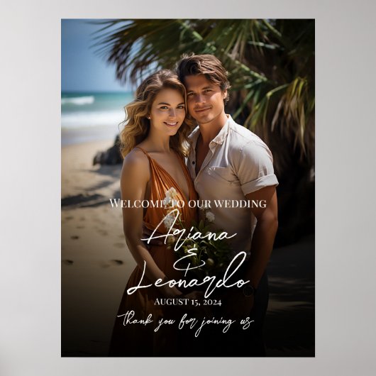 写真結婚の歓迎サインモダン書 ポスター (正面)