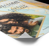 写真結婚の歓迎サイン海ガラスティール(緑がかった色)金ゴールドインク ポスター (角)