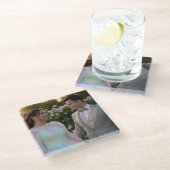 写真結婚の追加カスタマイズ ガラスコースター (アングル)