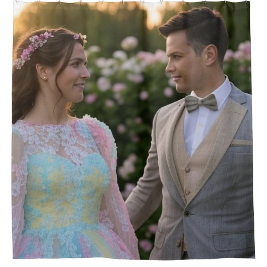 写真結婚の追加カスタマイズ シャワーカーテン (正面)