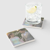 写真結婚の追加カスタマイズ ストーンコースター (横)